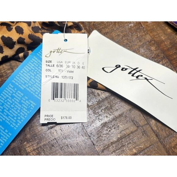 GOTTEX Leopard Print With Water Lily Floral 1 Piece Swimsuit NWT $178 - Picture 10 of 14